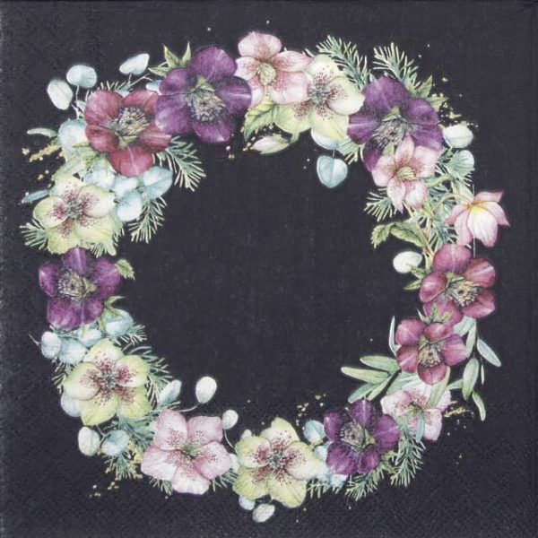 Paper Napkin - Christmas Rose Black