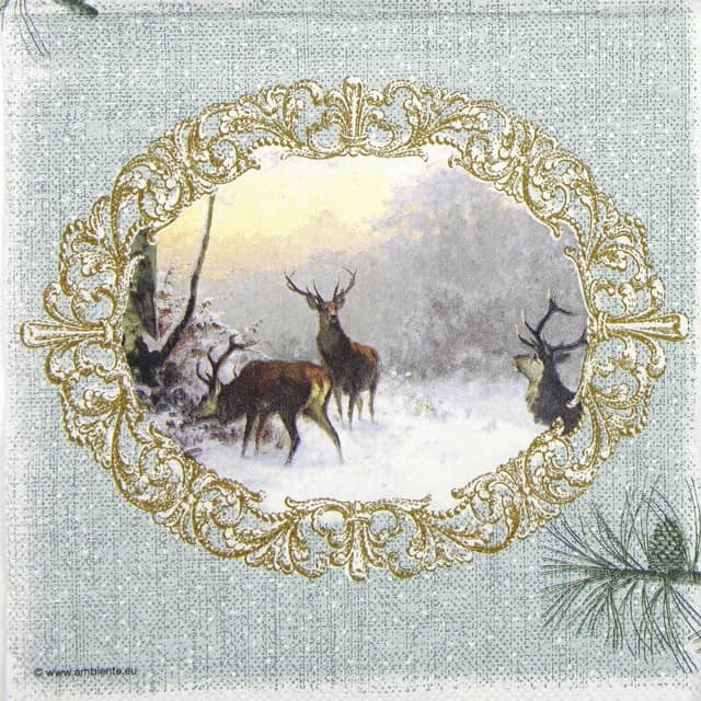 Lunch Napkins (20) - Elegant Deers Green