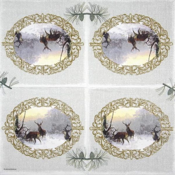 Paper Napkin - Elegant Deers Grey