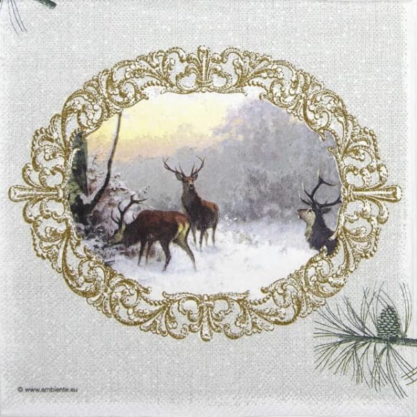 Paper Napkin - Elegant Deers Grey