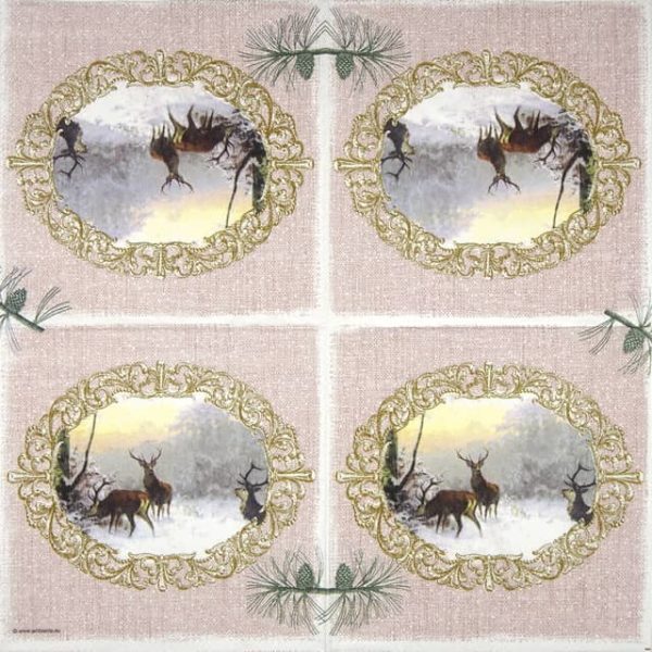 Paper Napkin - Elegant Deers Rose - Image 2
