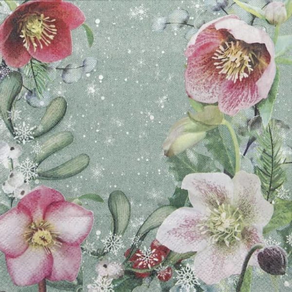 Paper Napkin - Helleborus Orientalis Green