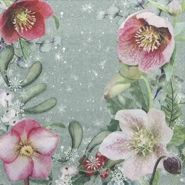 Cocktail Napkins (20) - Helleborus Orientalis Green