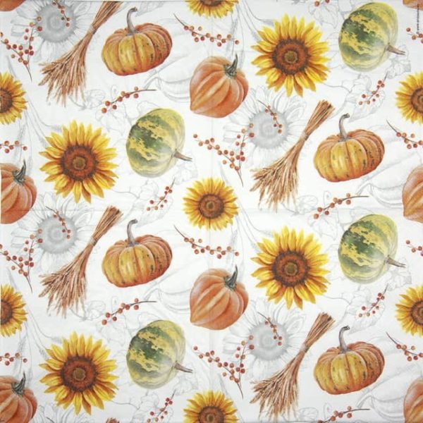 Cocktail Napkins (20) - Pumpkin  & Sunflowers
