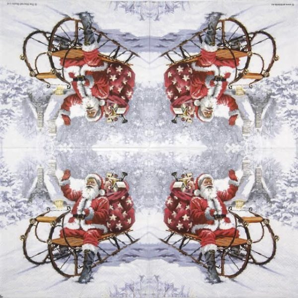 Cocktail Napkin - Santa On Sledge - Image 2