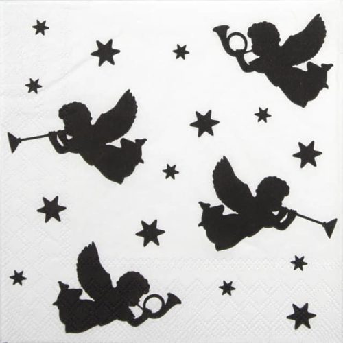 Cocktail Napkin - Trumpet Angels Black