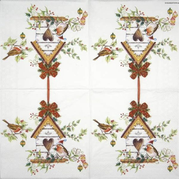 Cocktail Napkins (20) - Christmas Birdhouse