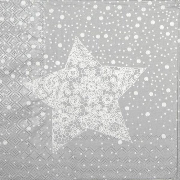 Lunch Napkins (20) - Christmas Lace silver