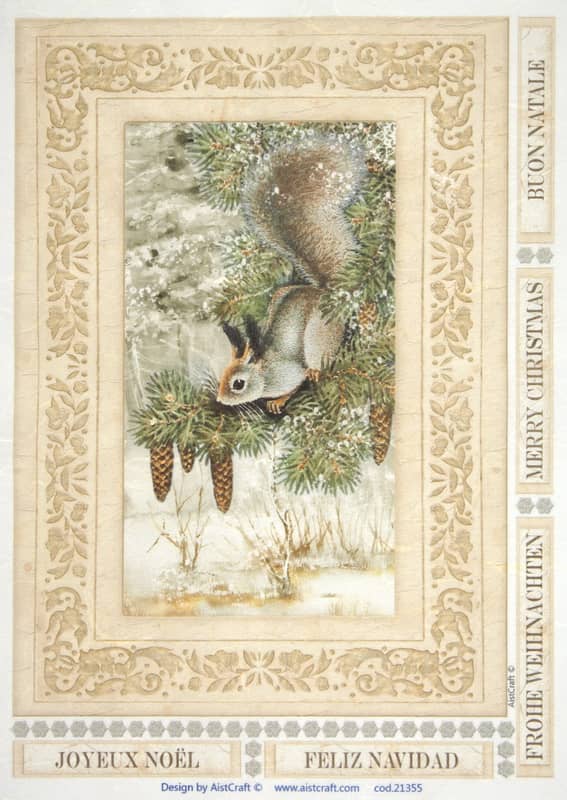 Rice Paper - Squirrel in forest brown