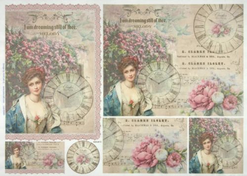 Rice Paper - Clocks,  Roses, Ladies