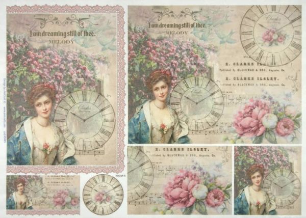 Rice Paper - Clocks,  Roses, Ladies