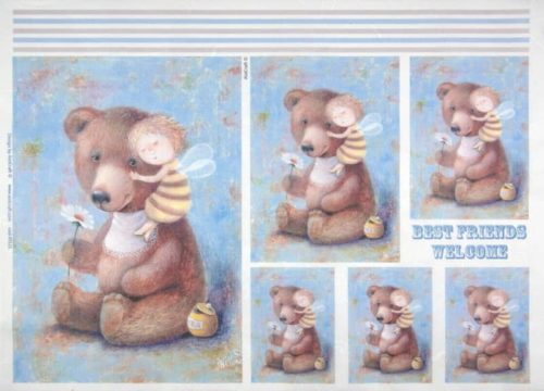 Rice Paper Teddy Bears blue