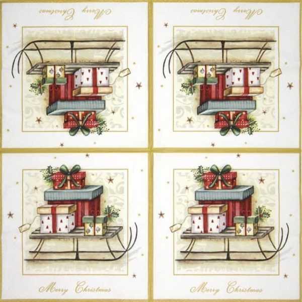 Paper Napkin - Merry Christmas Sleigh - Image 2