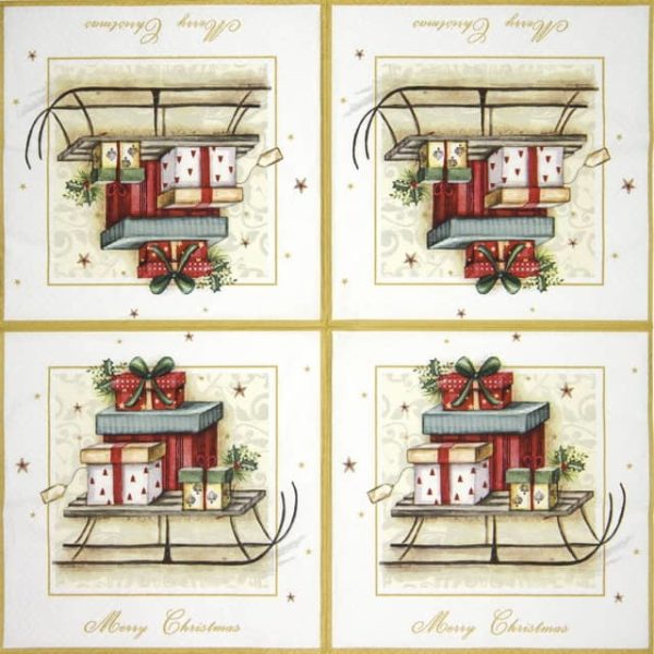 Paper Napkin - Merry Christmas Sleigh