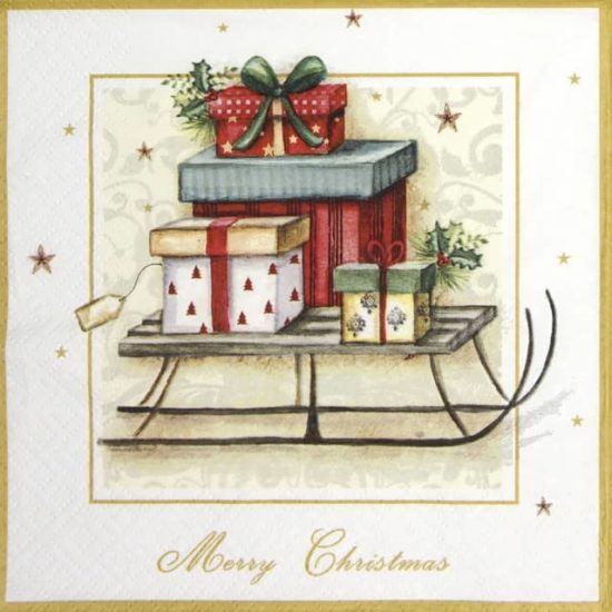 Paper Napkin Merry Christmas Sleigh Napkin Shop