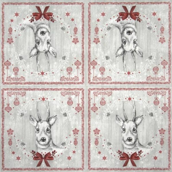 Lunch Napkins (20) - Shabby Wood Painted Deer - Image 2