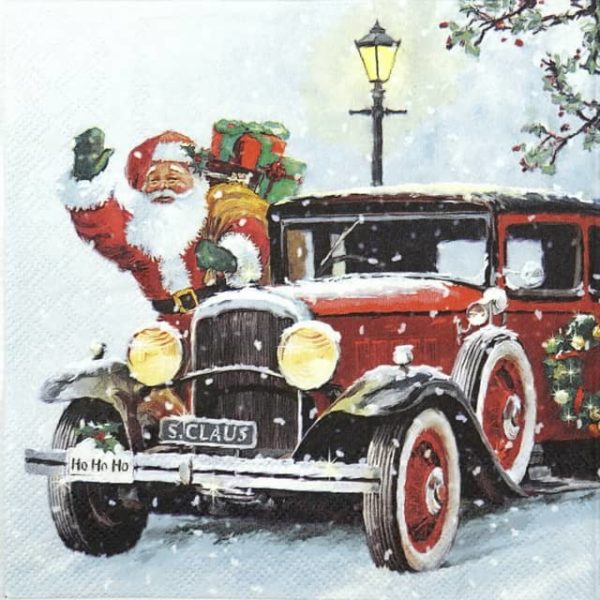 Paper Napkin - Santa Automobile