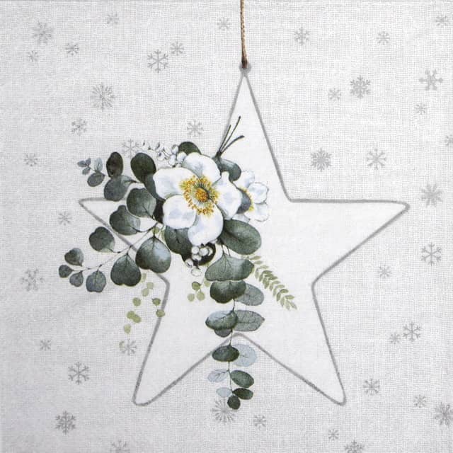 Paper Napkin - White Christmas Big Star silver