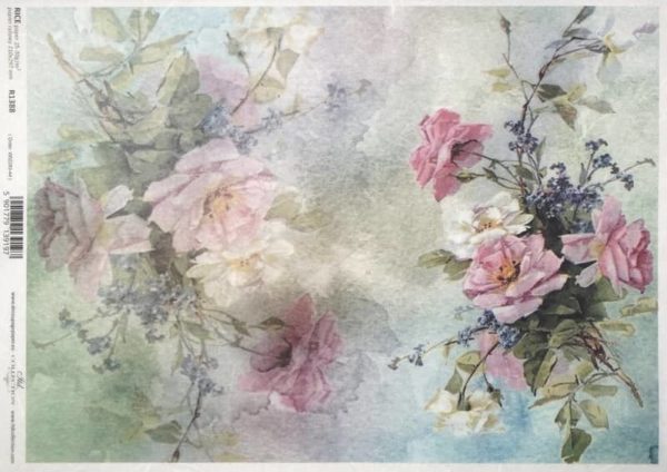 Rice Paper A/3 - Painted pink roses