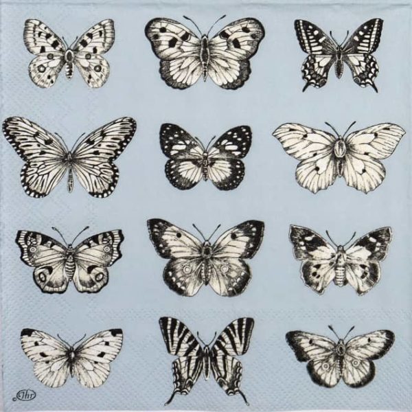 Paper Napkin - Butterflies light blue