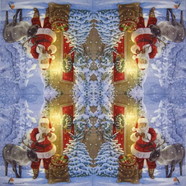 Paper Napkin - Santa and Reindeer
