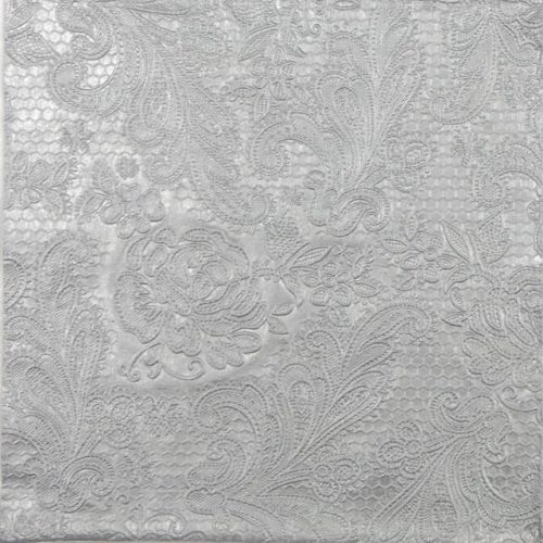 Paper Napkin - Lace Embossed Silver