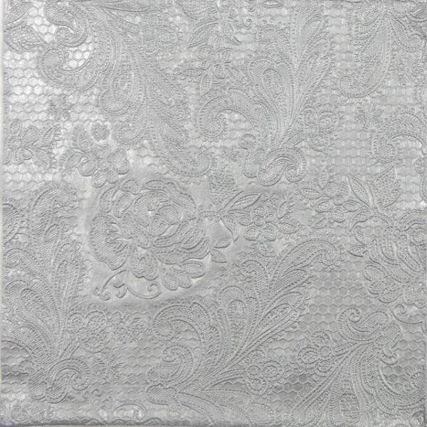 Paper Napkin - Lace Embossed Silver