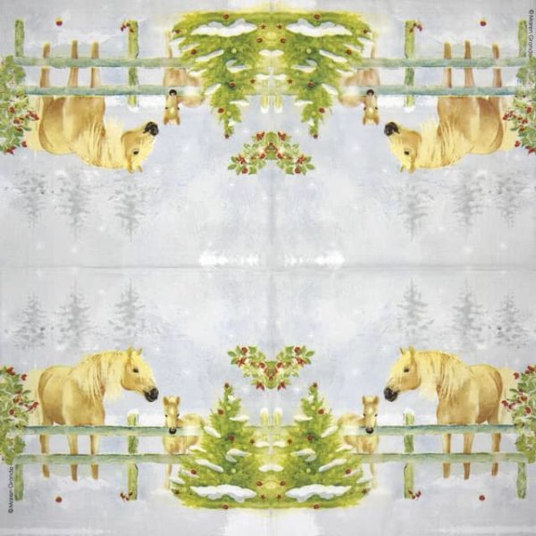 Lunch Napkins (20) - Maren Grande:  Christmas Horses - Image 2