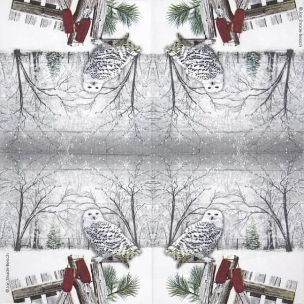 Paper Napkin -  Jan Shade Beach: Wintry Owl - Image 2