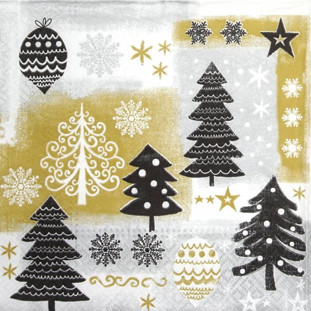 Paper Napkin - Christmas Design gold - Paw