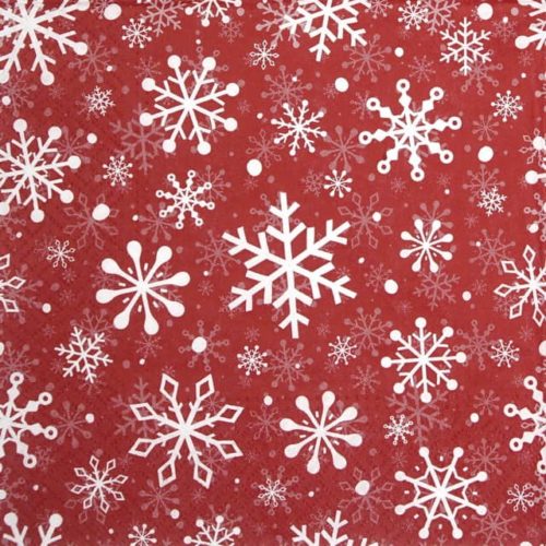 Paper Napkin - Christmas Snowflakes red - Paw