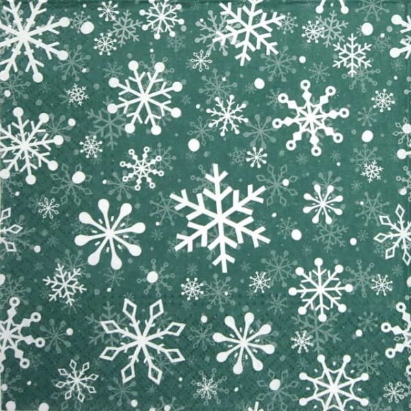 Paper Napkin - Christmas Snowflakes green - Paw