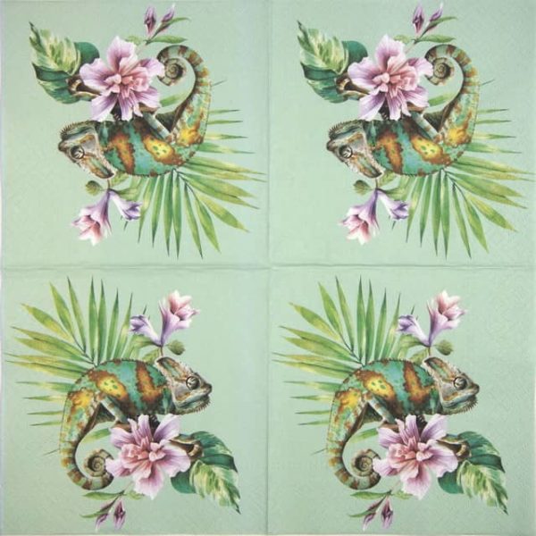 Paper Napkin - Exotic Chameleon on green - Image 2