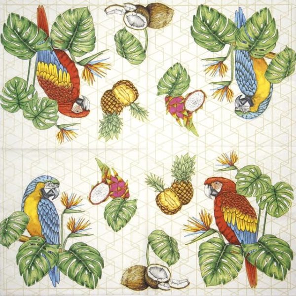 Paper Napkin - Parrots with Tropical Motifs_Daisy_SDOG033301