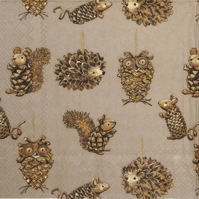 Paper Napkin - Pinecone Animals brown_IHR_934630