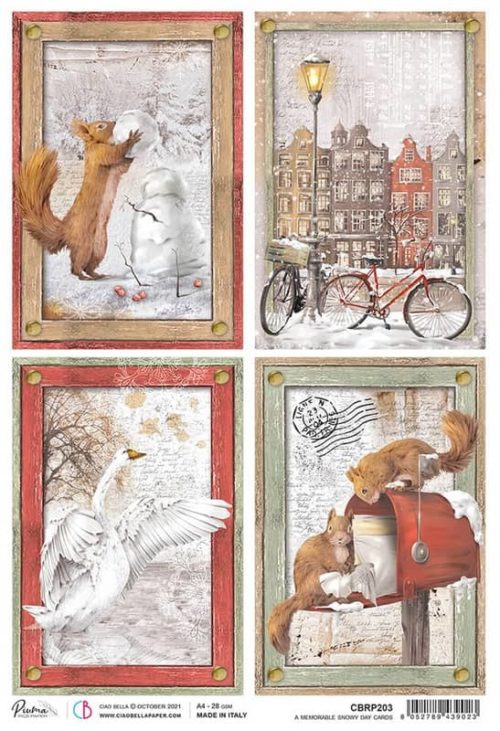 Rice Paper - Memorable Snowy Day Cards  - CBRP203 (22 x 32cm)