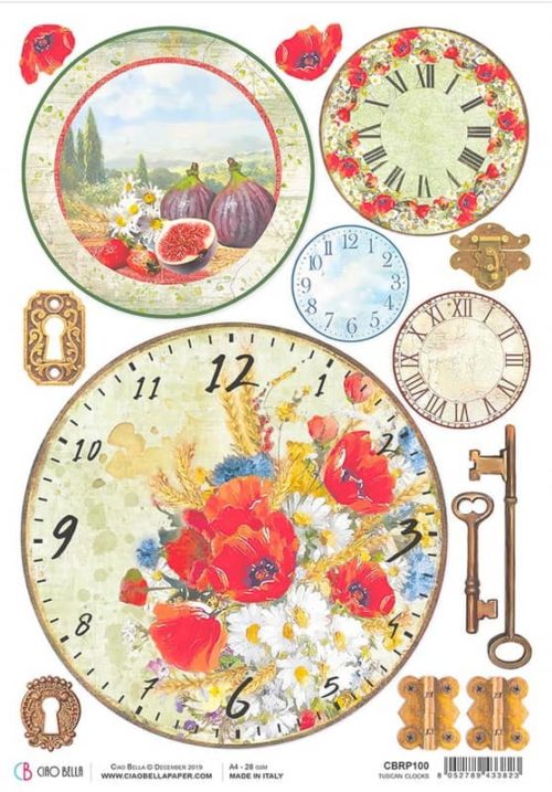 Rice Paper - Tuscan Clock - CBRP100 (22 x 32cm)