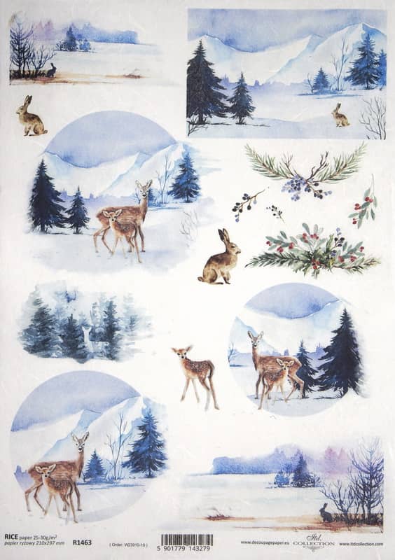 Rice Paper - Winter Landscapes with Animals - R1463_ITD
