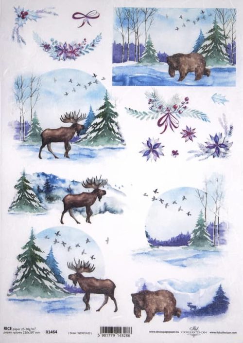 Rice Paper - Winter Landscapes with Animals - R1464 _ITD