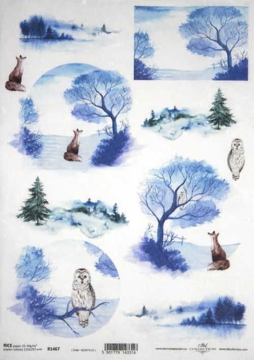 Rice Paper - Winter Landscapes with Animals - R1467_ITD