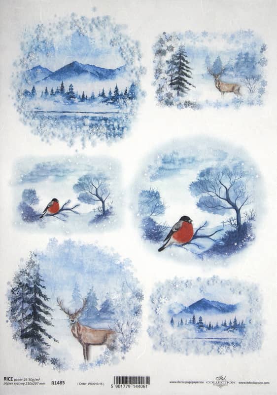Rice Paper - Winter Landscapes with Animals - R1485_ITD