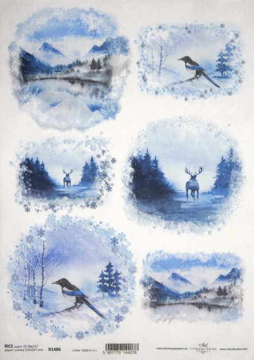 Rice Paper - Winter Landscapes with Animals - R1486_ITD