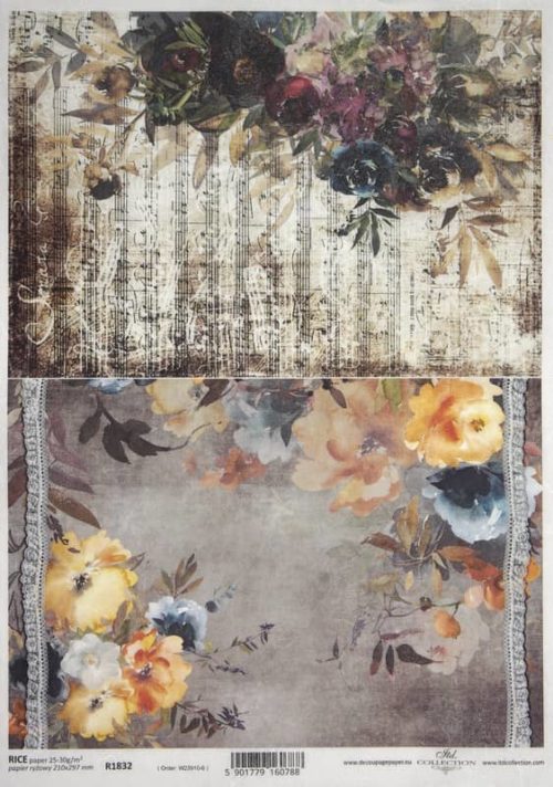 Rice Paper - Painted Flowers Sonata - R1832_ITD