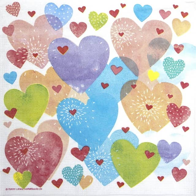 Paper Napkin colorful hearts