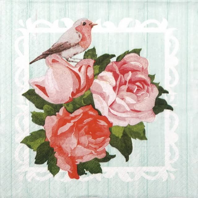 Paper Napkin -  Bird and Roses