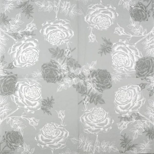 Paper Napkin - Etching Roses - grey - Image 2