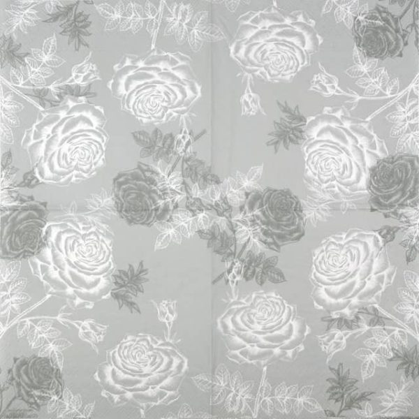 Paper Napkin - Etching Roses - grey