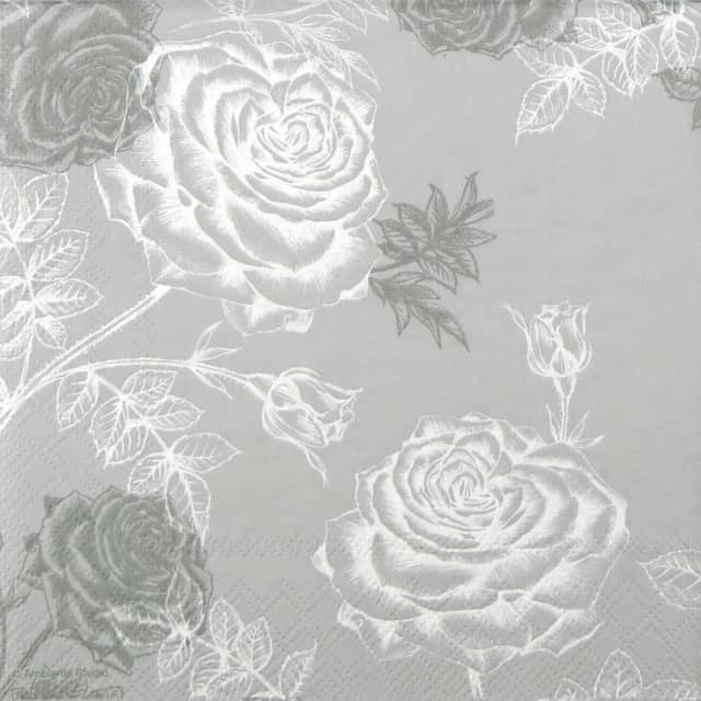 Paper Napkin - Etching Roses - grey