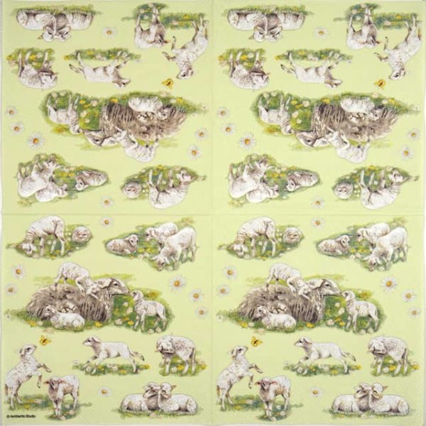 Paper Napkin - Spring with Lambs - Image 2