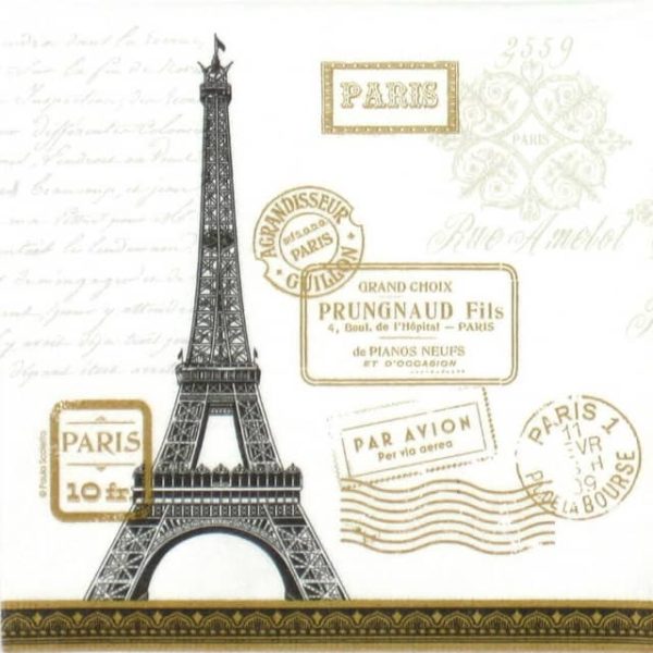 Paper Napkin - Paula Scaletta: Paris Rendezvous White